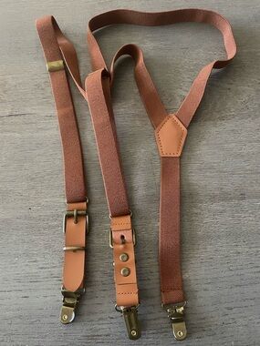 Azazie Men's Brown Elastic Suspenders with Leather Accents